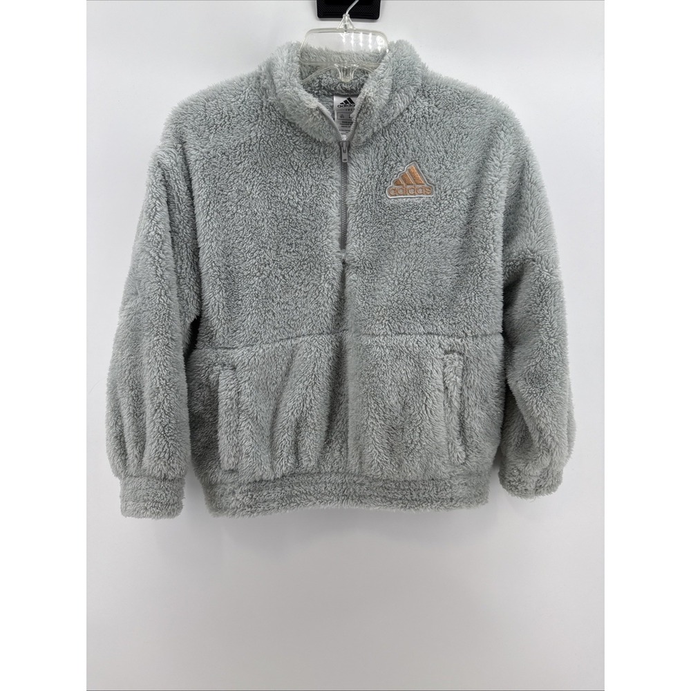 Adidas Long Sleeve Mock Neck Furry Lurex Pullover Green Girls Size 10/12